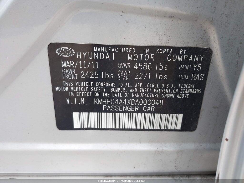 KMHEC4A4XBA003048 2011 HYUNDAI SONATA HYBRID photo no. 9
