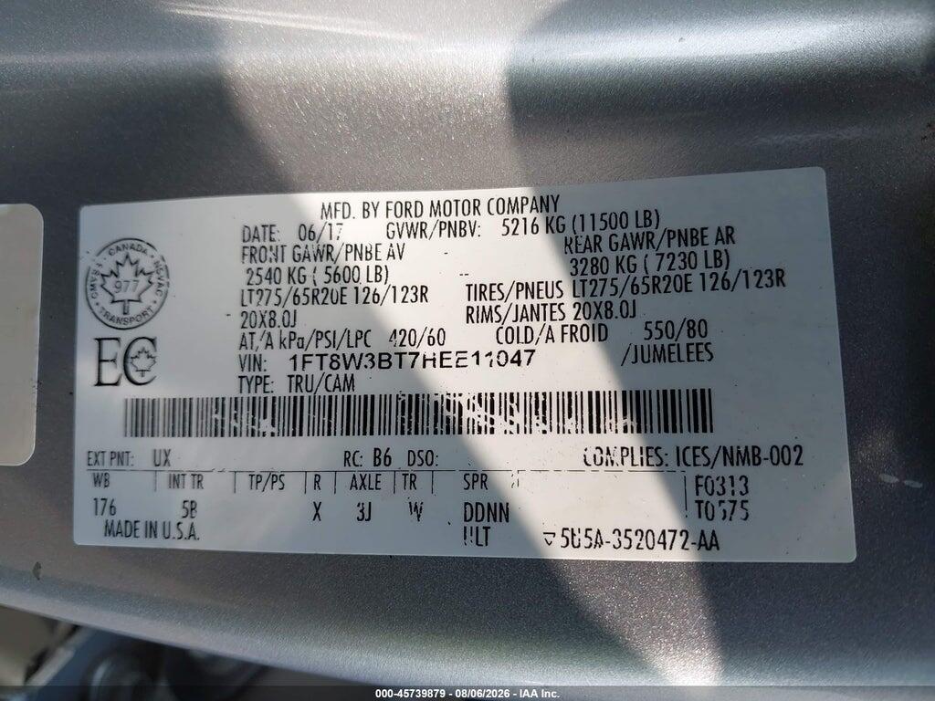 1FT8W3BT7HEE11047 2017 FORD F-350 photo no. 9