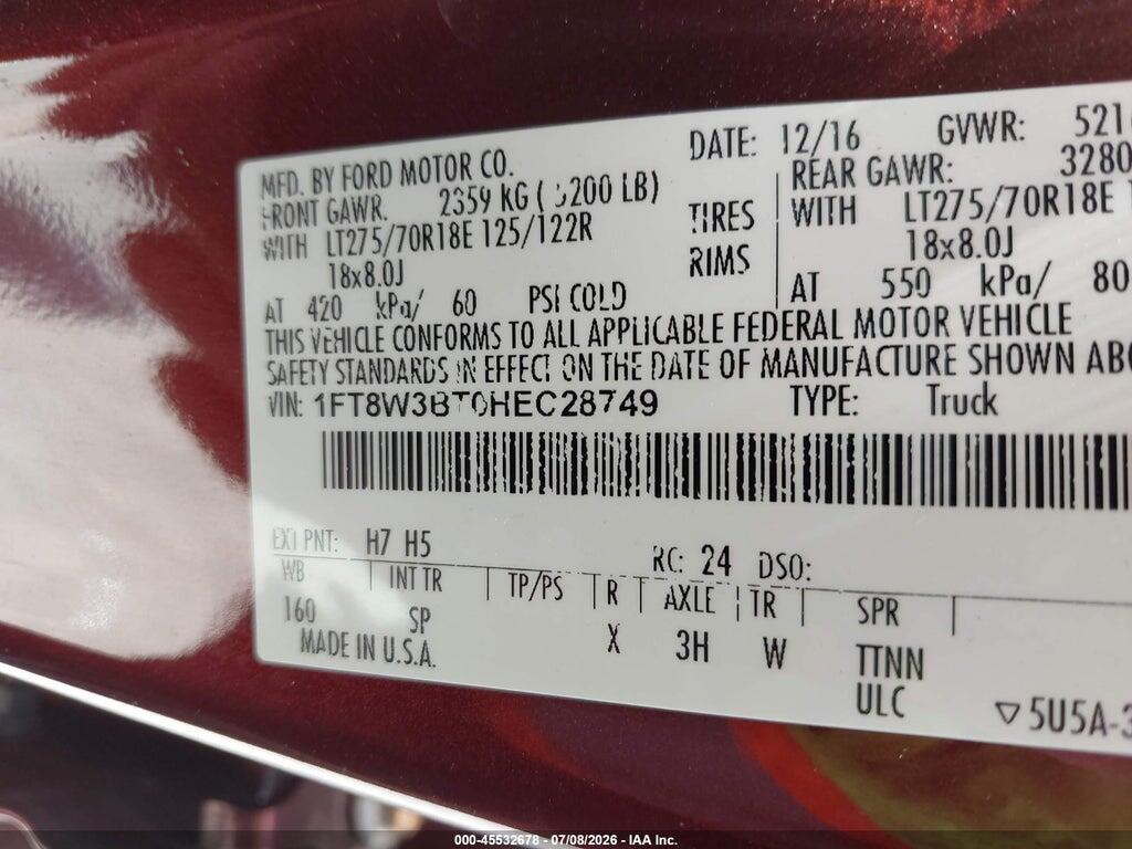 1FT8W3BT0HEC28749 2017 FORD F-350 photo no. 8