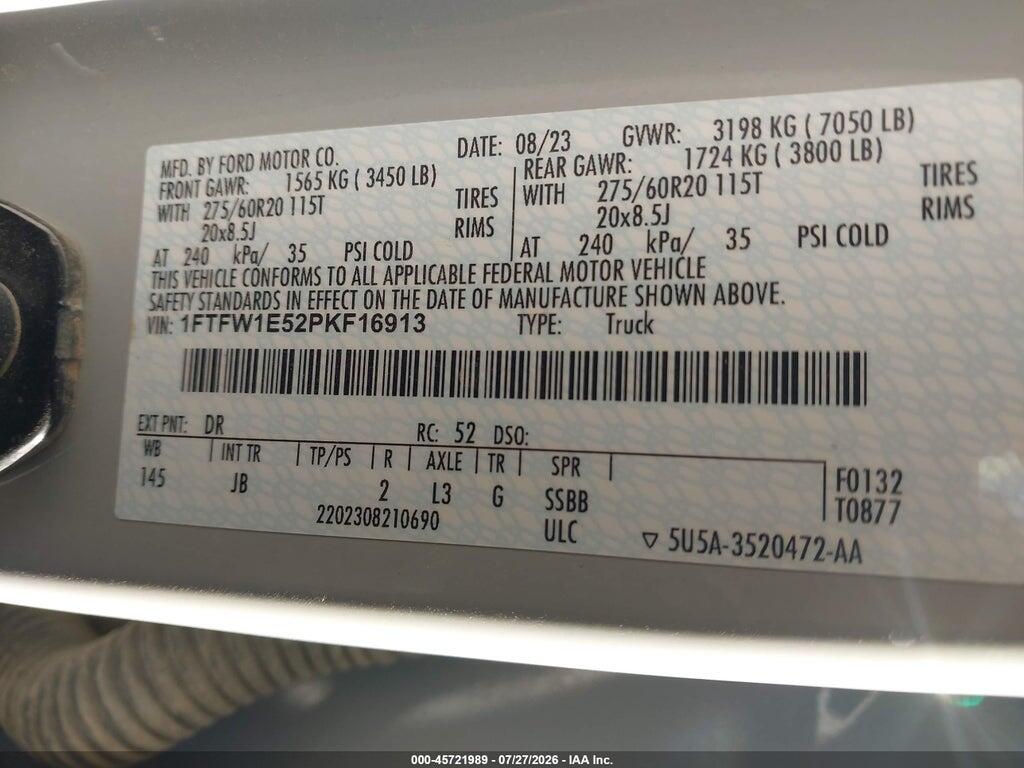 1FTFW1E52PKF16913 2023 FORD F-150 photo no. 9