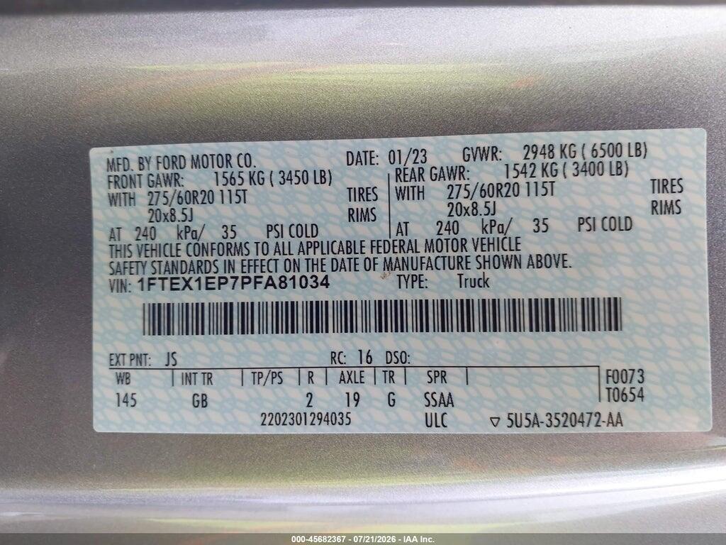 1FTEX1EP7PFA81034 2023 FORD F-150 photo no. 9