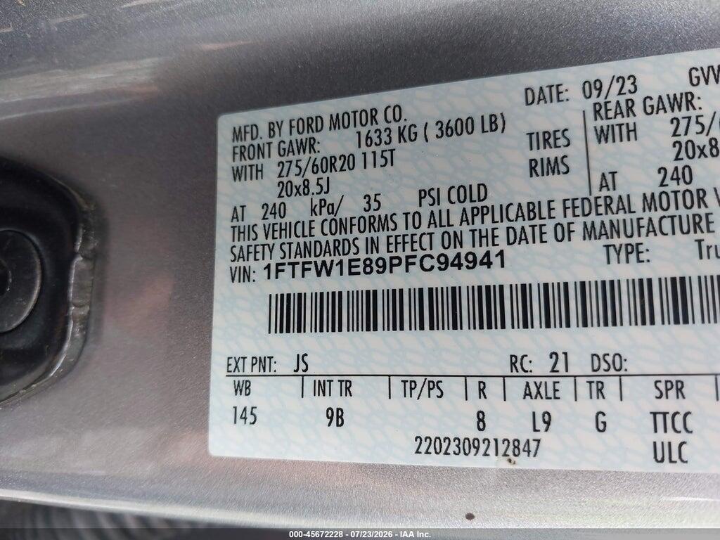 1FTFW1E89PFC94941 2023 FORD F-150 photo no. 9