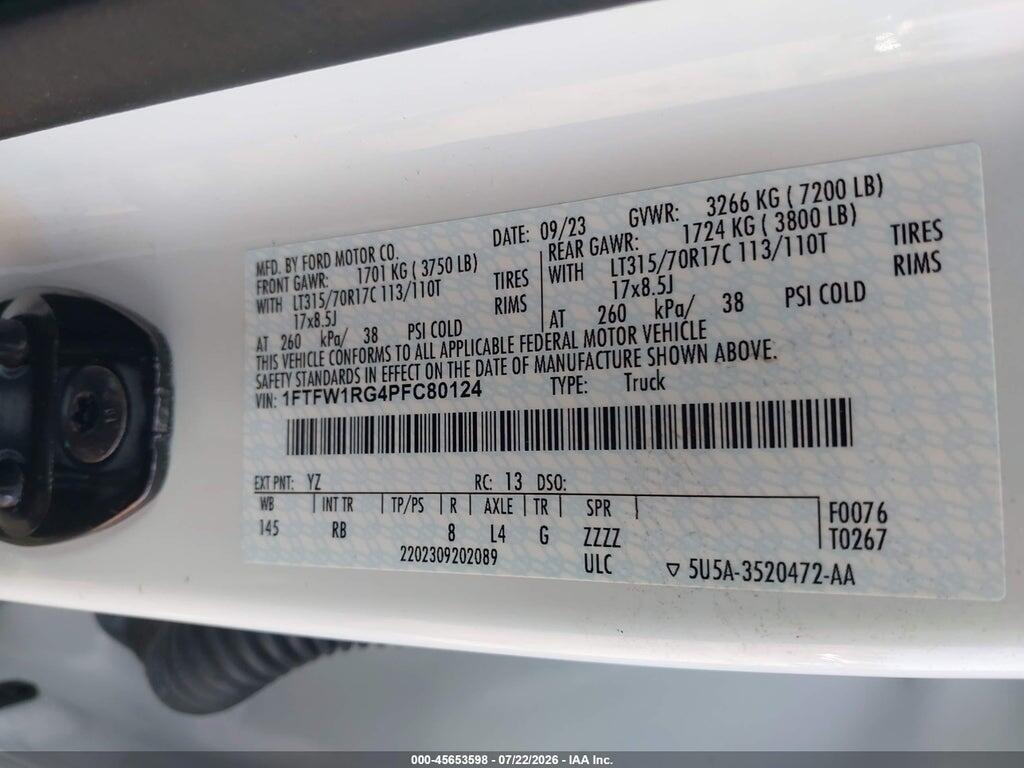 1FTFW1RG4PFC80124 2023 FORD F-150 photo no. 9