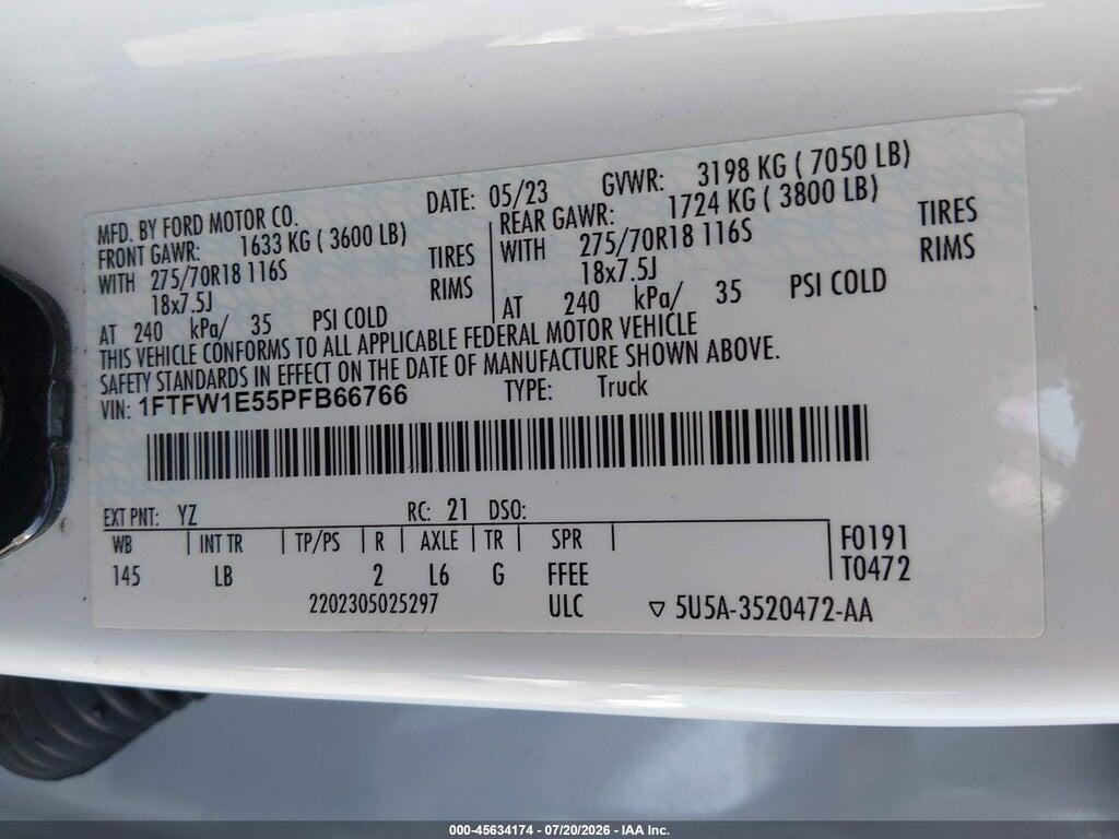 1FTFW1E55PFB66766 2023 FORD F-150 photo no. 9