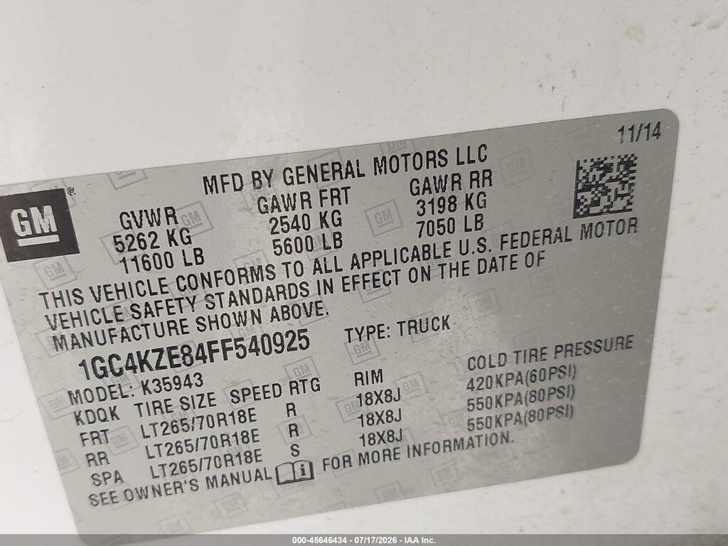 1GC4KZE84FF540925 2015 CHEVROLET SILVERADO 3500HD photo no. 5