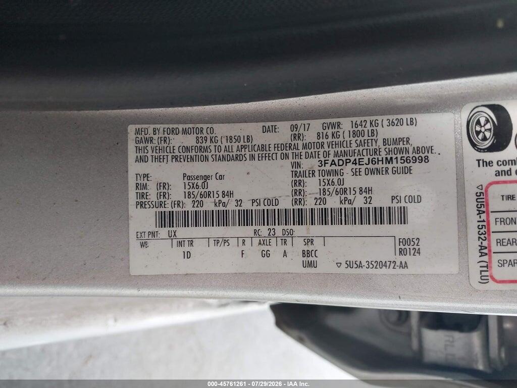 3FADP4EJ6HM156998 2017 FORD FIESTA photo no. 9