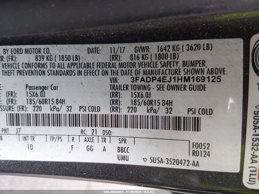 3FADP4EJ1HM169125 2017 FORD FIESTA photo no. 9