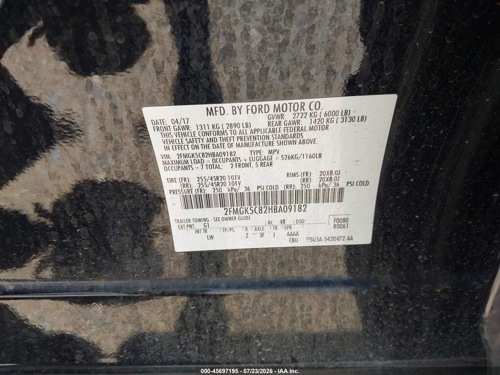 2FMGK5C82HBA09182 2017 FORD FLEX photo no. 9