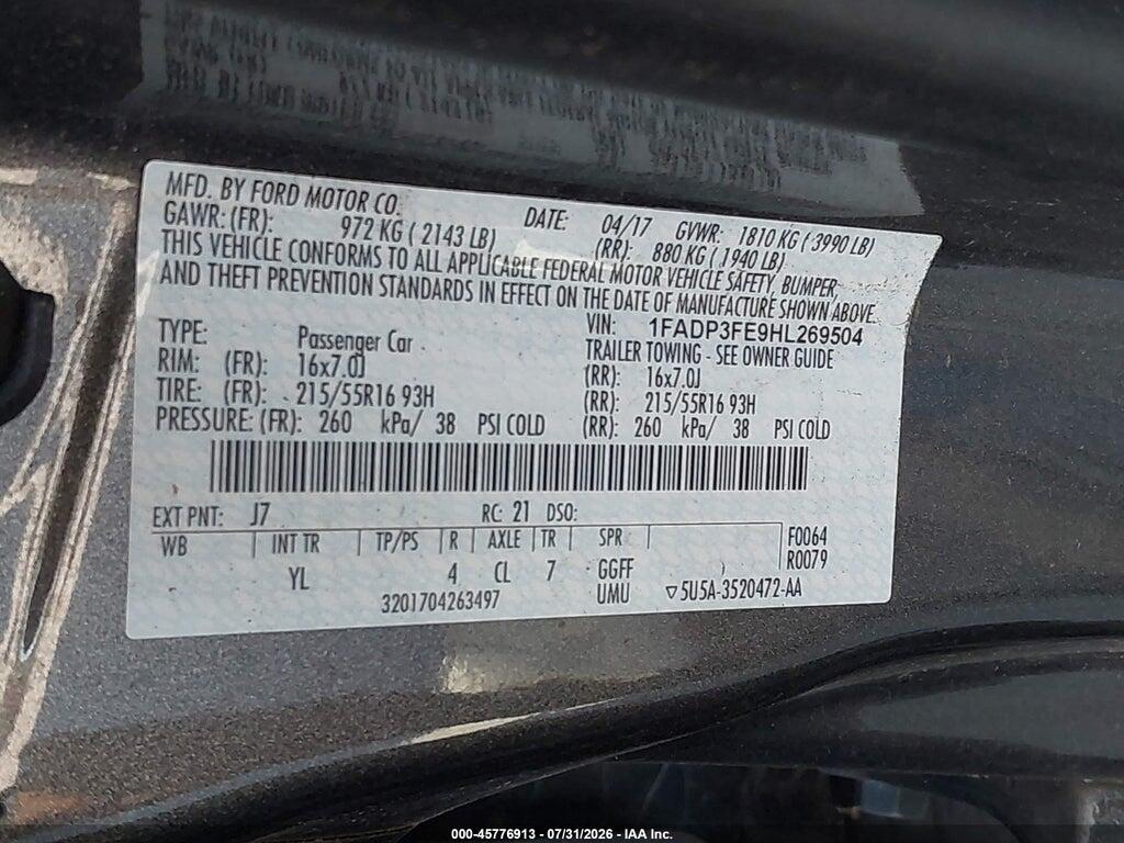 1FADP3FE9HL269504 2017 FORD FOCUS photo no. 9