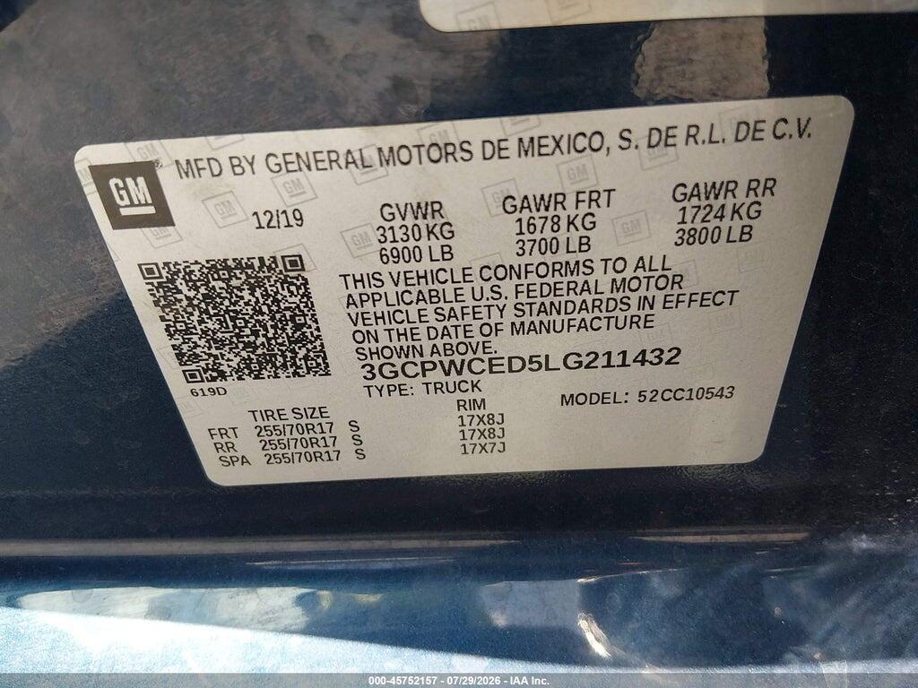 3GCPWCED5LG211432 2020 CHEVROLET SILVERADO 1500 photo no. 9
