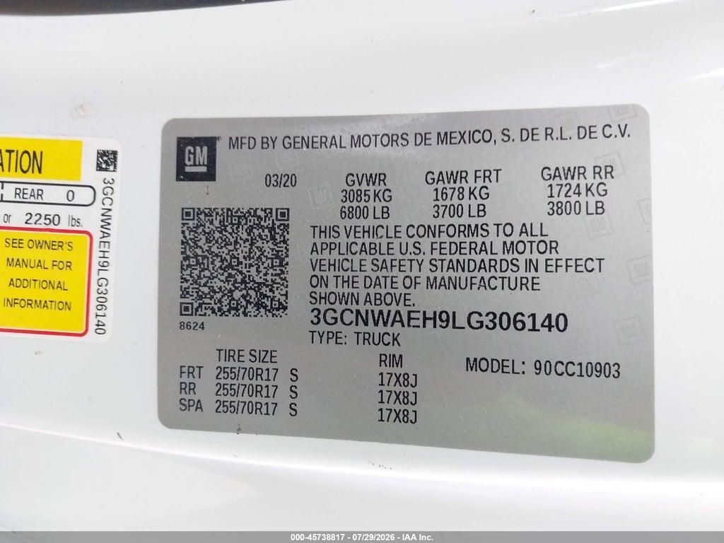 3GCNWAEH9LG306140 2020 CHEVROLET SILVERADO 1500 photo no. 9