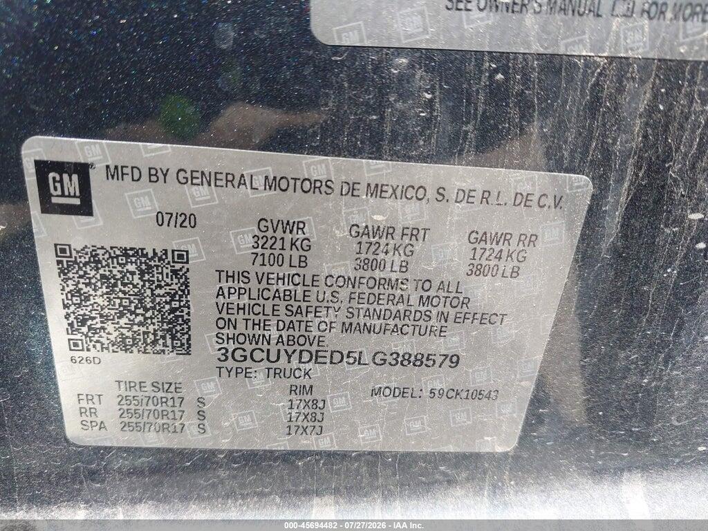 3GCUYDED5LG388579 2020 CHEVROLET SILVERADO 1500 photo no. 9