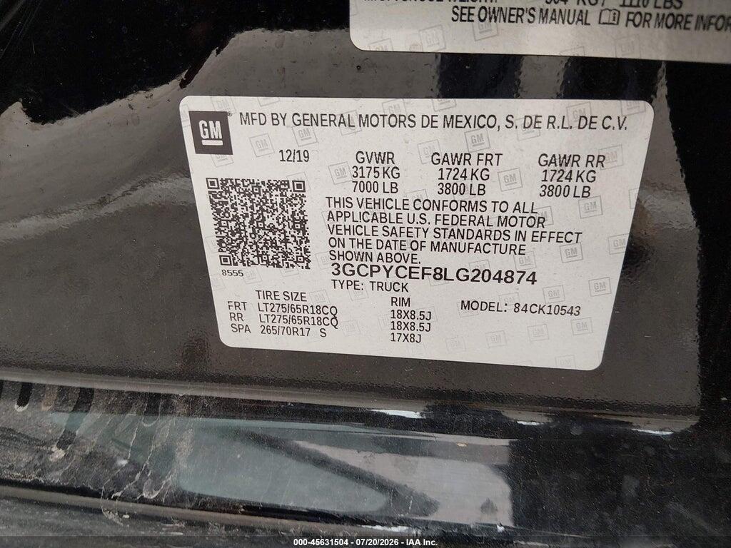 3GCPYCEF8LG204874 2020 CHEVROLET SILVERADO 1500 photo no. 9
