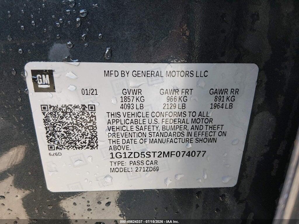 1G1ZD5ST2MF074077 2021 CHEVROLET MALIBU photo no. 9