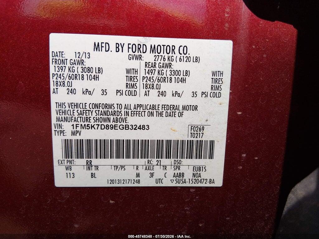 1FM5K7D89EGB32483 2014 FORD EXPLORER photo no. 9