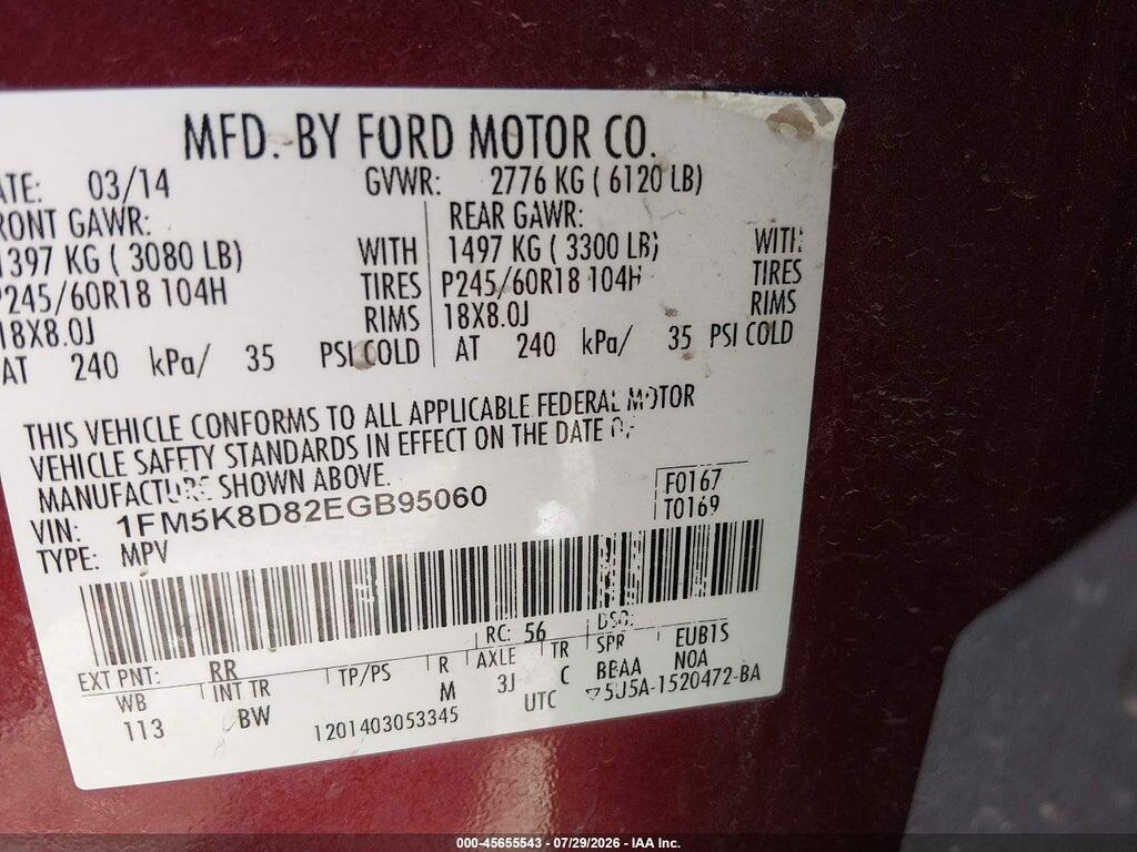 1FM5K8D82EGB95060 2014 FORD EXPLORER photo no. 9