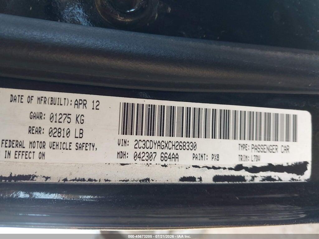 2C3CDYAGXCH268330 2012 DODGE CHALLENGER photo no. 9