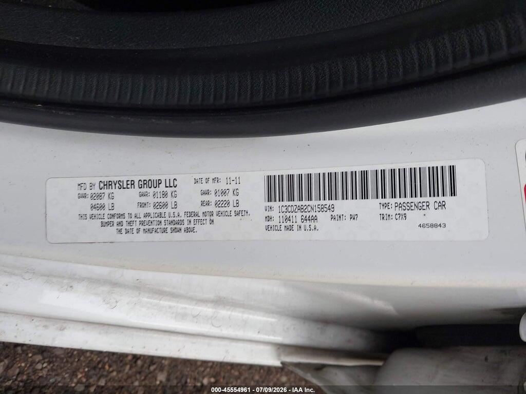 1C3CDZAB2CN158549 2012 DODGE AVENGER photo no. 9