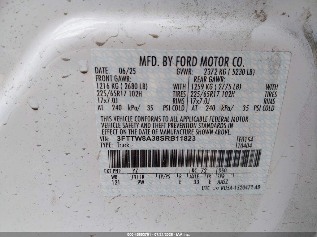 3FTTW8A38SRB11823 2025 FORD MAVERICK photo no. 9