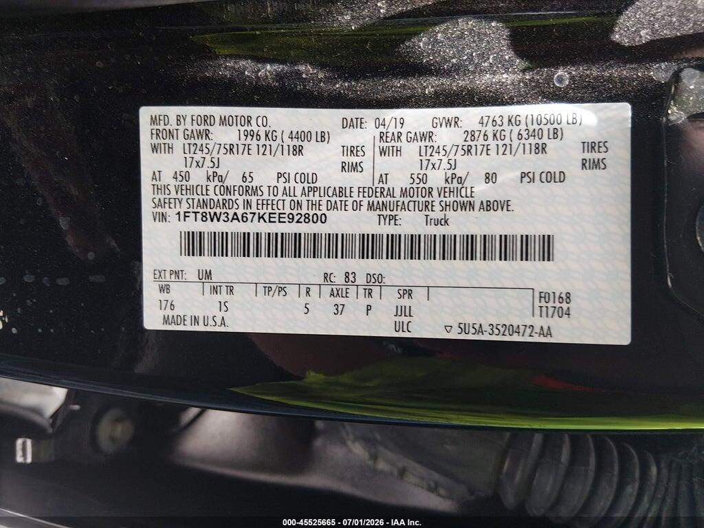 1FT8W3A67KEE92800 2019 FORD F-350 photo no. 9