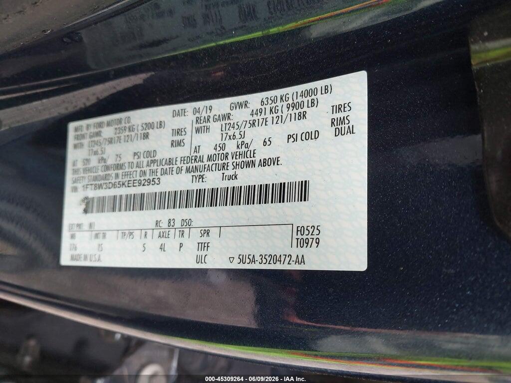 1FT8W3D65KEE92953 2019 FORD F-350 photo no. 9