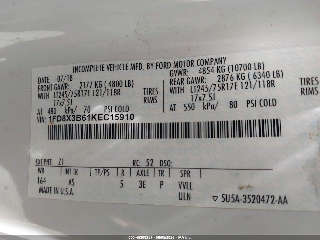 1FD8X3B61KEC15910 2019 FORD F-350 photo no. 9