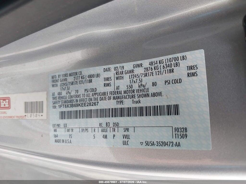 1FT8X3B69KEE28267 2019 FORD F-350 photo no. 9