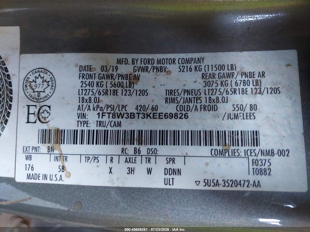 1FT8W3BT3KEE69826 2019 FORD F-350 photo no. 8