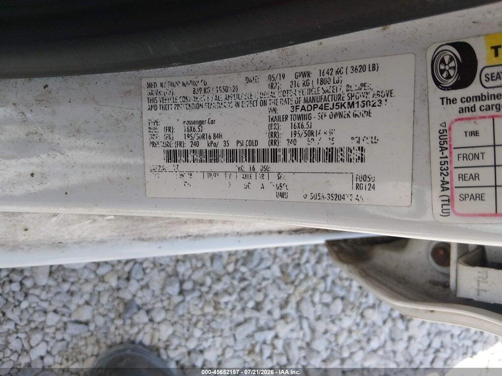3FADP4EJ5KM150231 2019 FORD FIESTA photo no. 9