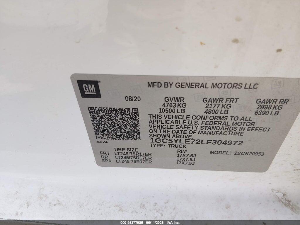 1GC5YLE72LF304972 2020 CHEVROLET SILVERADO 2500HD photo no. 9