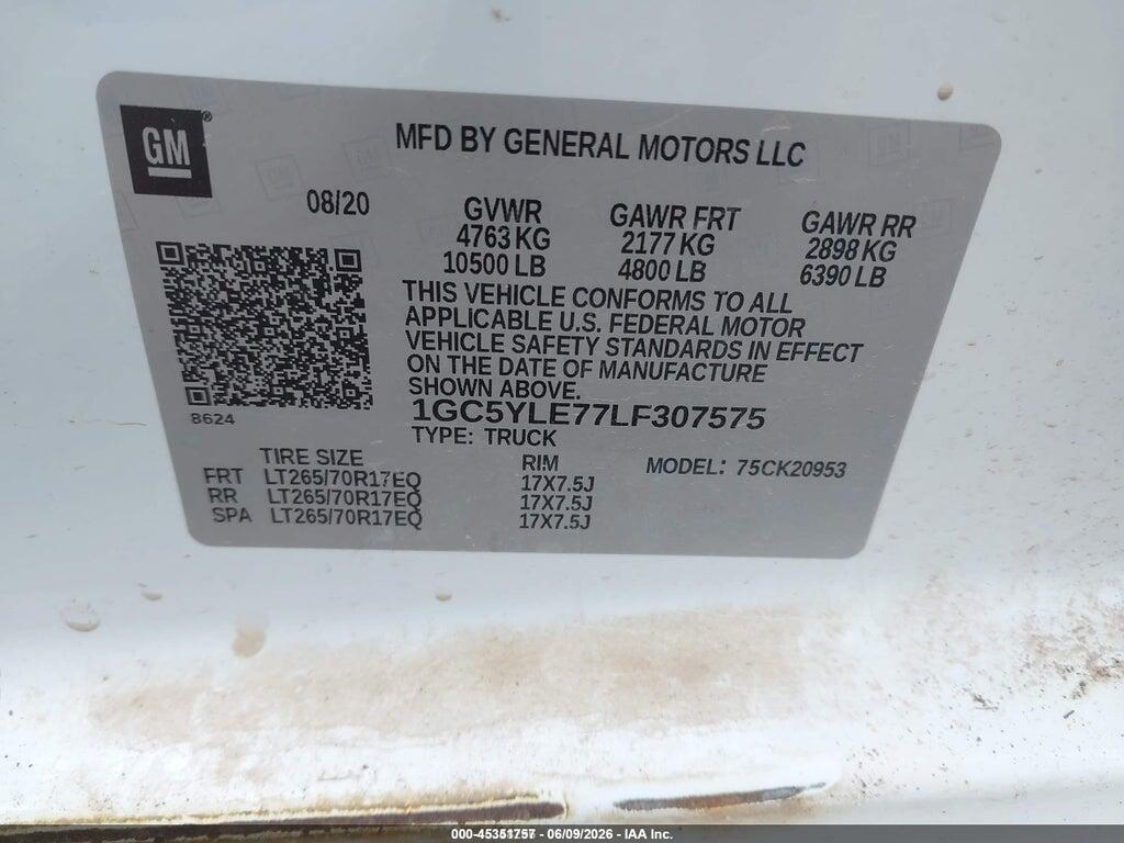 1GC5YLE77LF307575 2020 CHEVROLET SILVERADO 2500HD photo no. 9