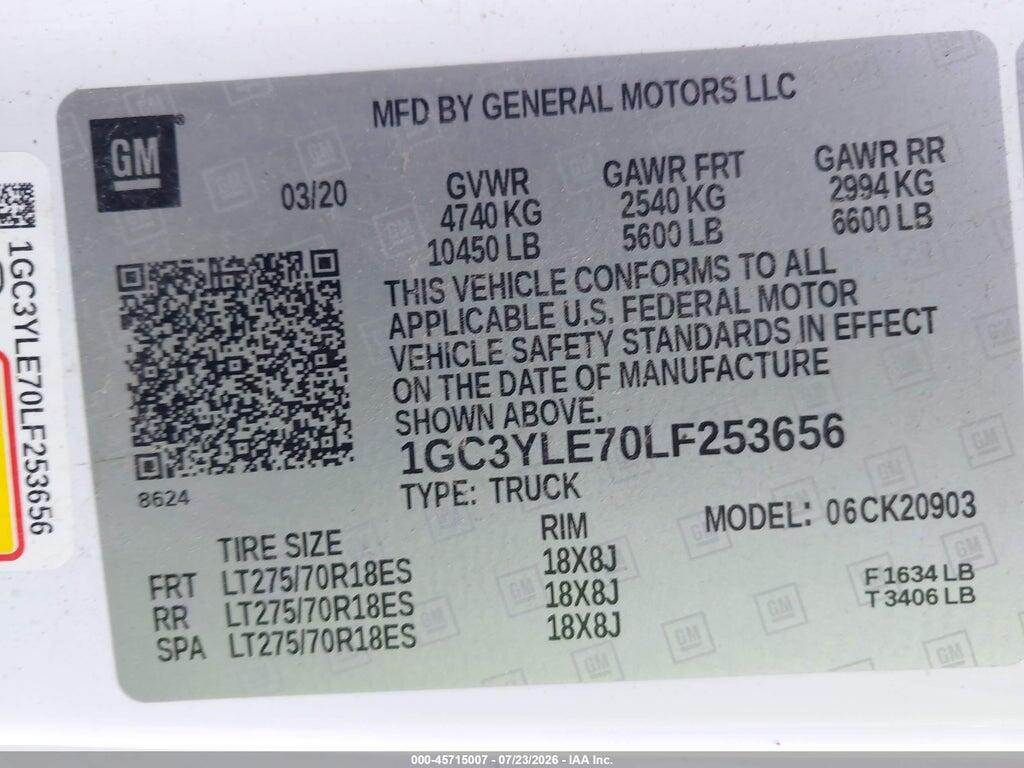 1GC3YLE70LF253656 2020 CHEVROLET SILVERADO 2500HD photo no. 8