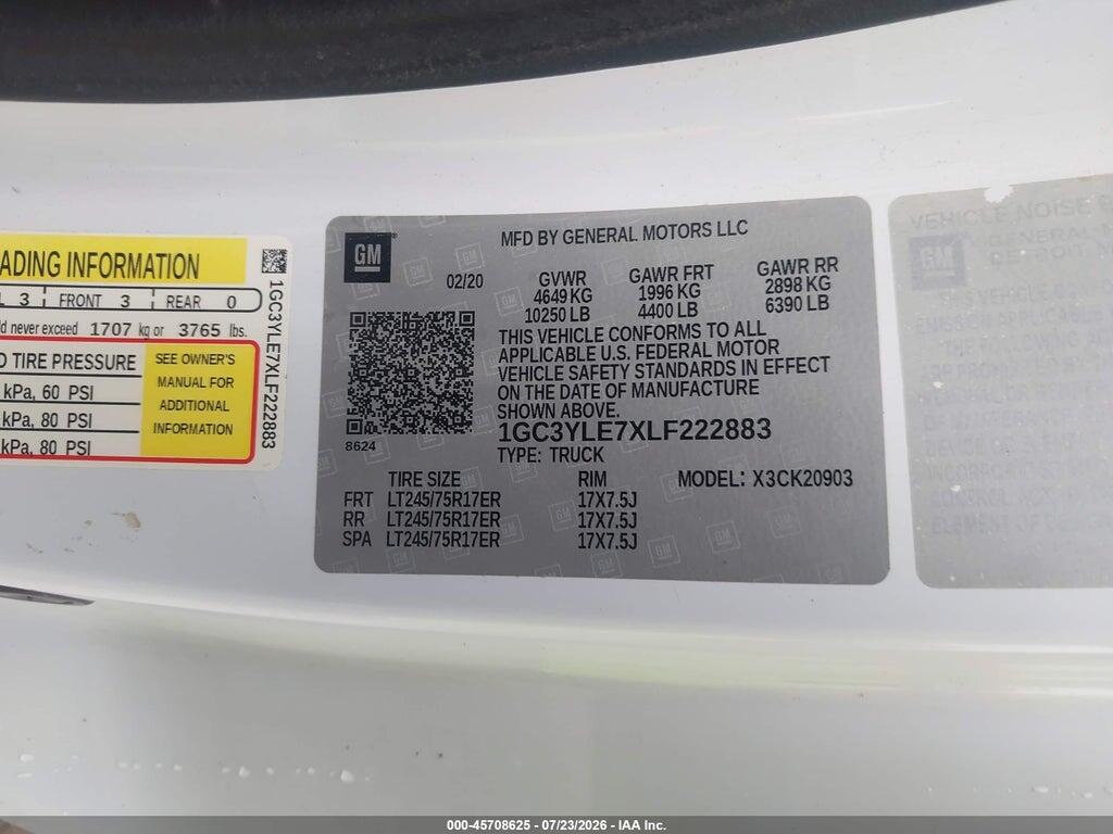1GC3YLE7XLF222883 2020 CHEVROLET SILVERADO 2500HD photo no. 8