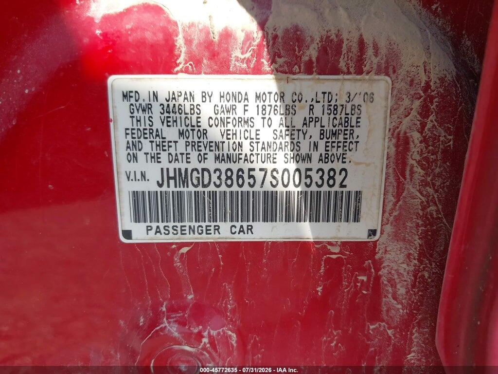 JHMGD38657S005382 2007 HONDA FIT photo no. 9