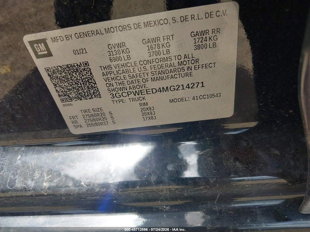 3GCPWEED4MG214271 2021 CHEVROLET SILVERADO 1500 photo no. 9