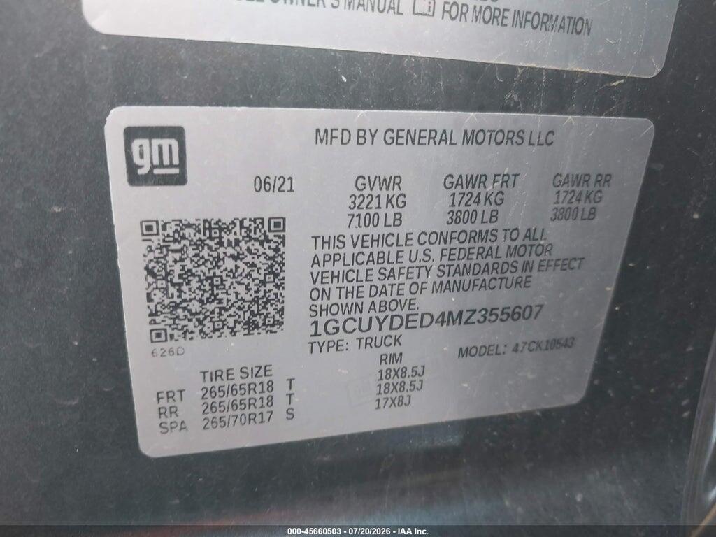 1GCUYDED4MZ355607 2021 CHEVROLET SILVERADO 1500 photo no. 9