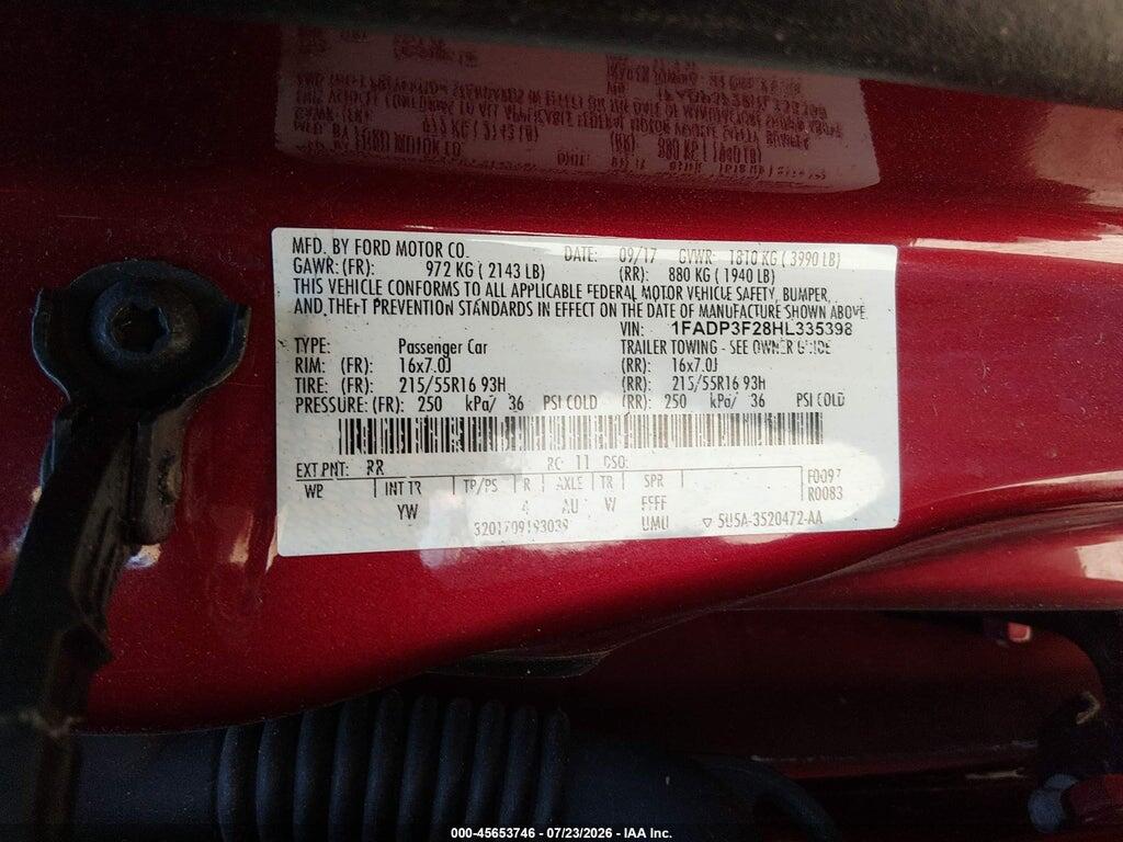 1FADP3F28HL335398 2017 FORD FOCUS photo no. 9