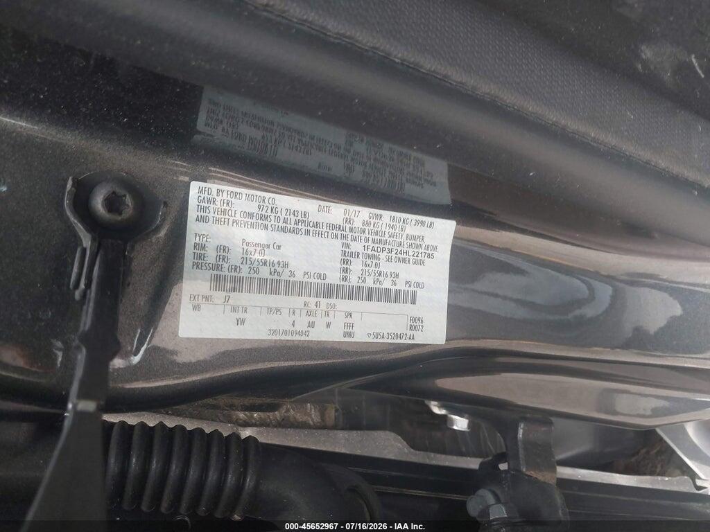 1FADP3F24HL221785 2017 FORD FOCUS photo no. 9