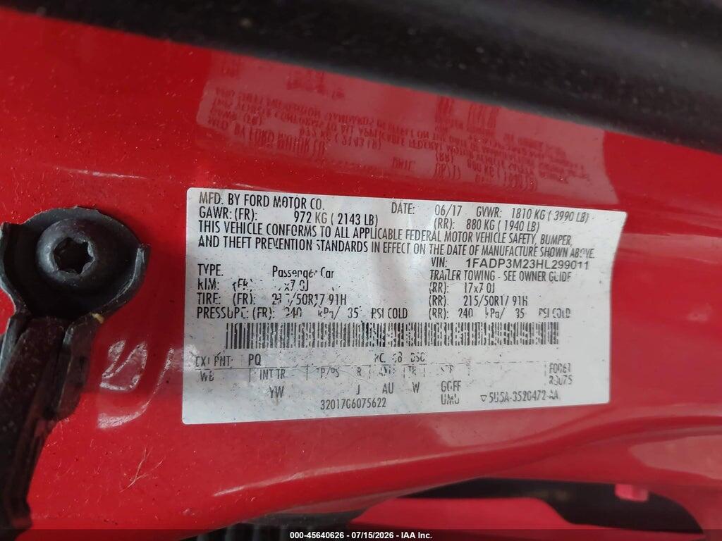 1FADP3M23HL299011 2017 FORD FOCUS photo no. 9