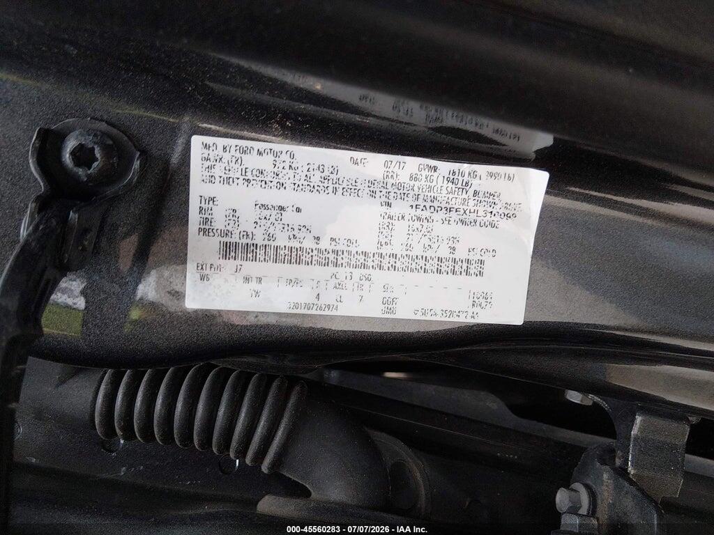 1FADP3FEXHL316099 2017 FORD FOCUS photo no. 9