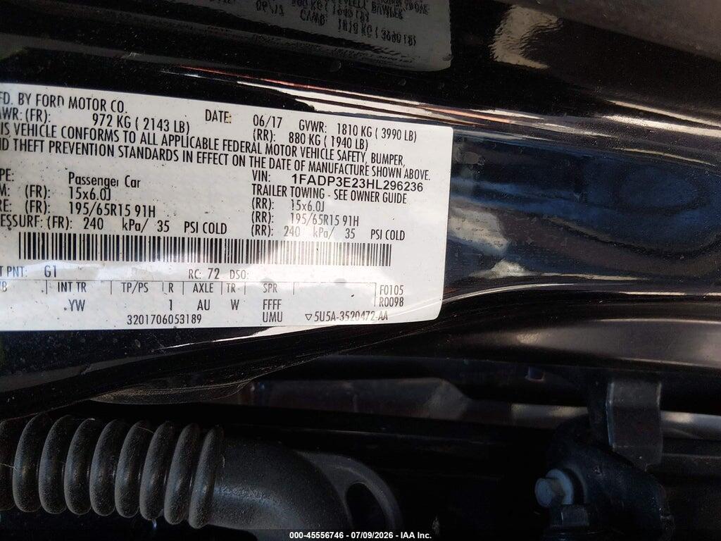 1FADP3E23HL296236 2017 FORD FOCUS photo no. 9