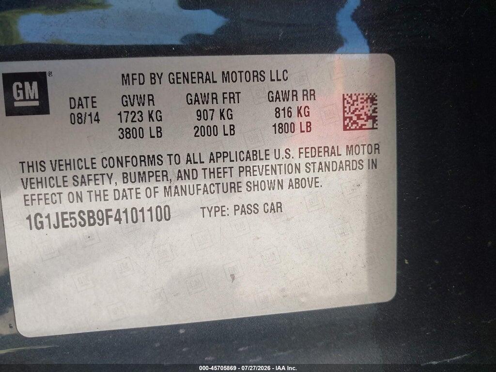1G1JE5SB9F4101100 2015 CHEVROLET SONIC photo no. 9