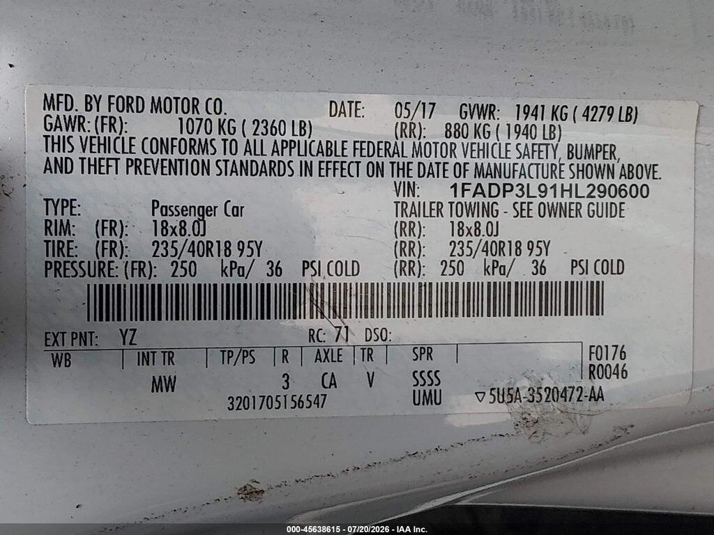 1FADP3L91HL290600 2017 FORD FOCUS ST photo no. 9