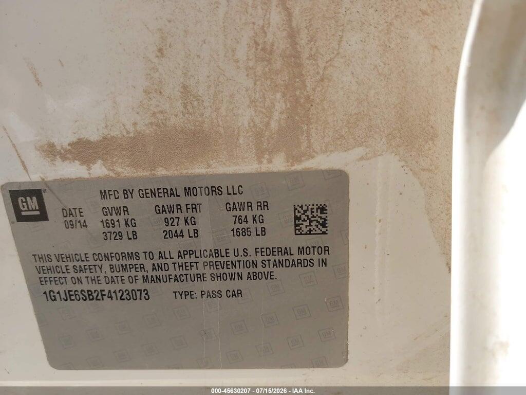 1G1JE6SB2F4123073 2015 CHEVROLET SONIC photo no. 9