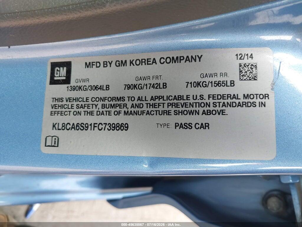 KL8CA6S91FC739869 2015 CHEVROLET SPARK photo no. 9
