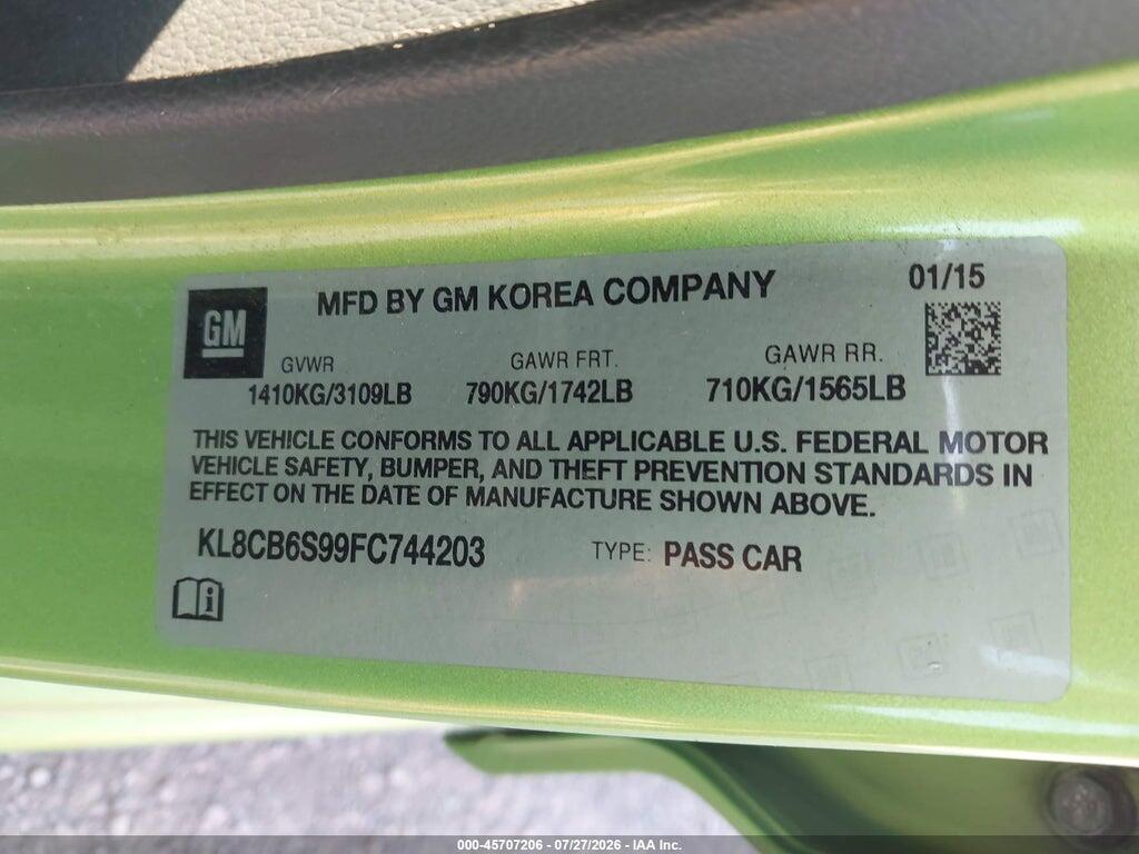 KL8CB6S99FC744203 2015 CHEVROLET SPARK photo no. 9