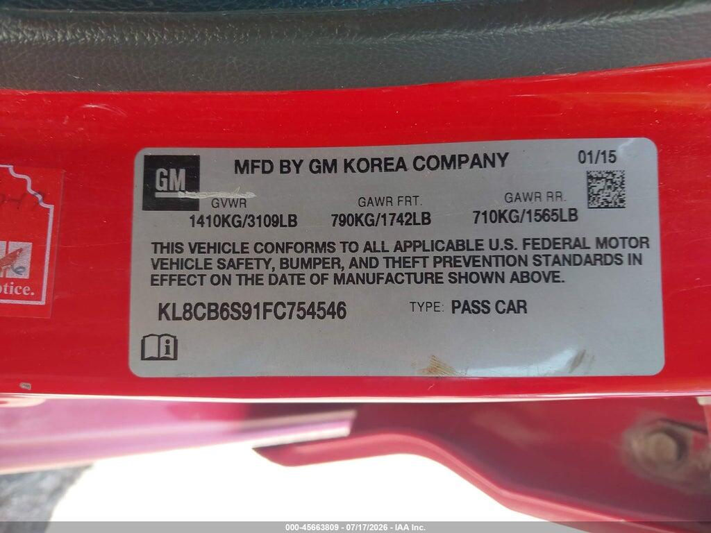 KL8CB6S91FC754546 2015 CHEVROLET SPARK photo no. 9