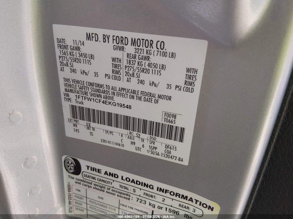 1FTFW1CF4EKG19548 2014 FORD F-150 photo no. 9