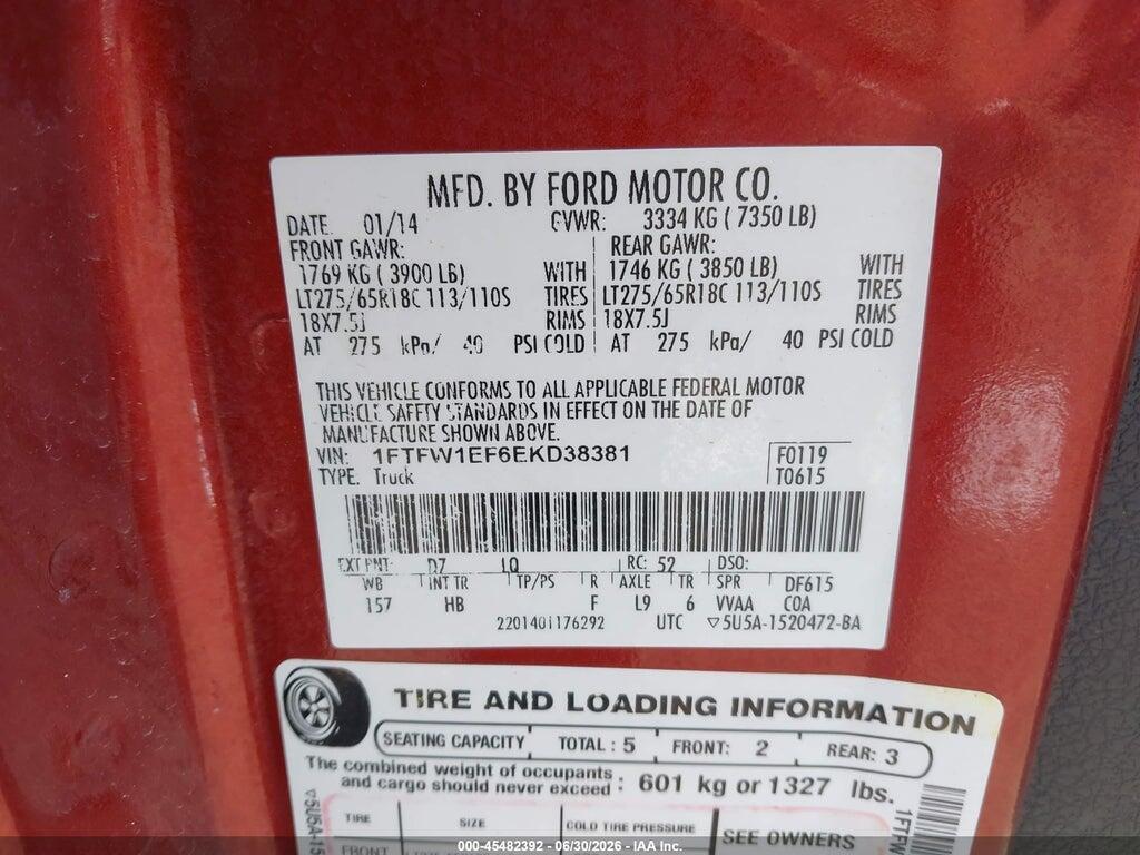 1FTFW1EF6EKD38381 2014 FORD F-150 photo no. 9