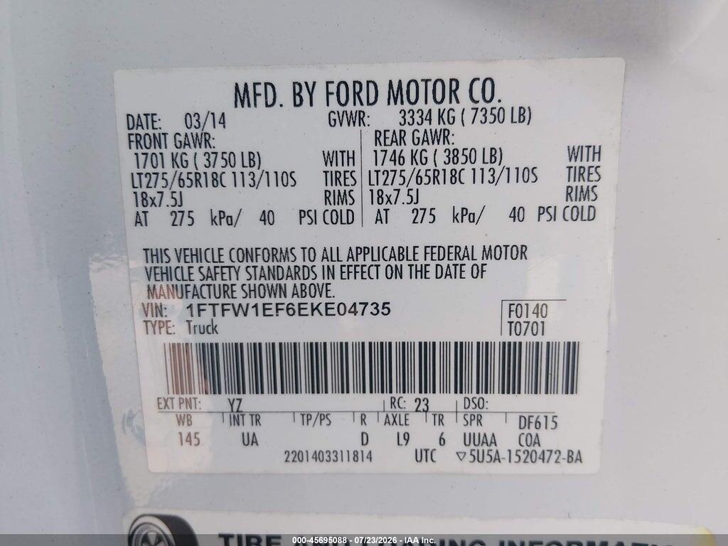 1FTFW1EF6EKE04735 2014 FORD F-150 photo no. 9